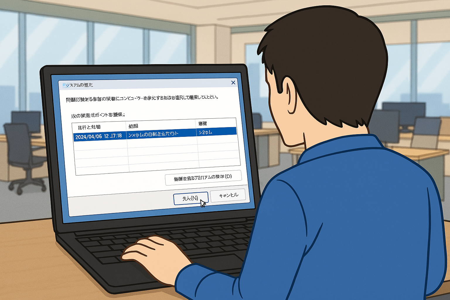 システムの復元をしている人